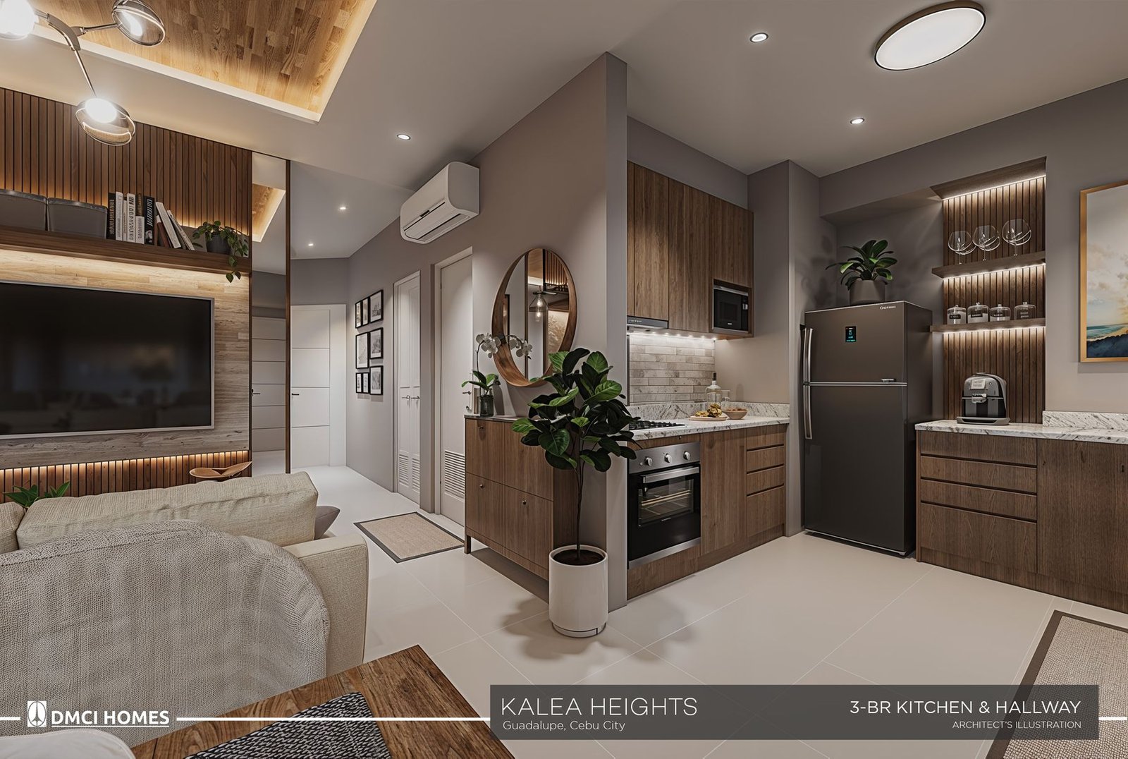 3-Bedroom kitchen & hallway at Kalea Heights