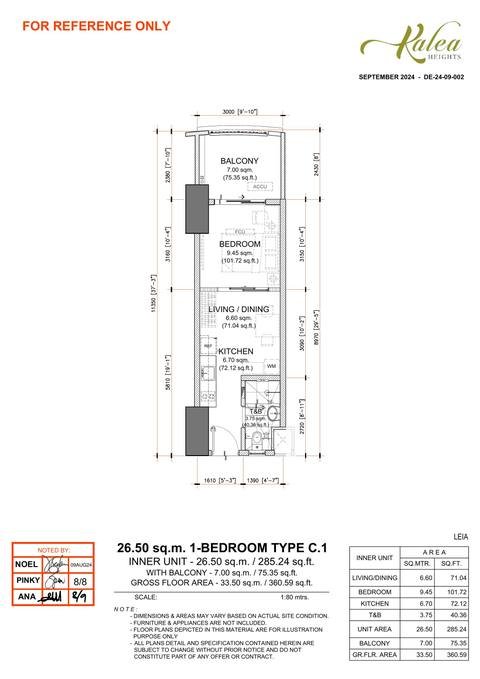 Layout for Type C.1 — 26.50 sqm