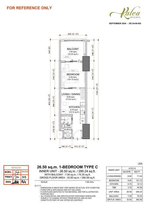 Layout for Type C — 26.50 sqm