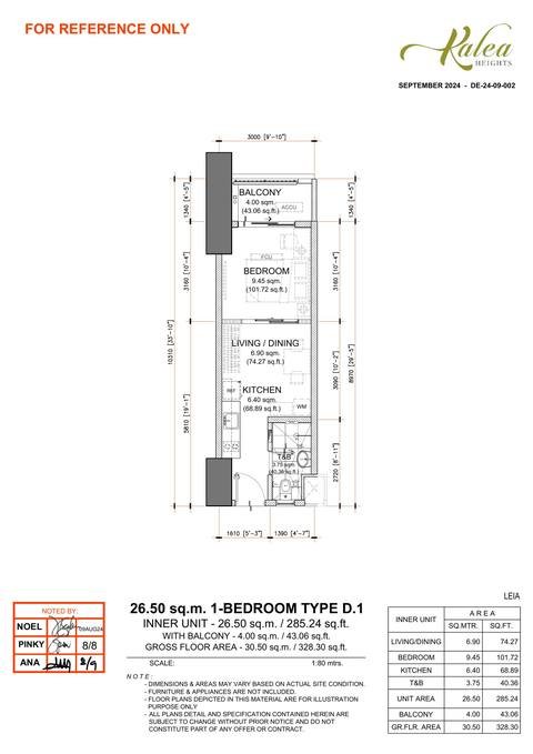 Layout for Type D.1 — 26.50 sqm