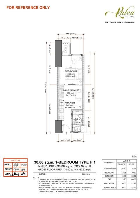 Layout for Type H.1 — 30.00 sqm