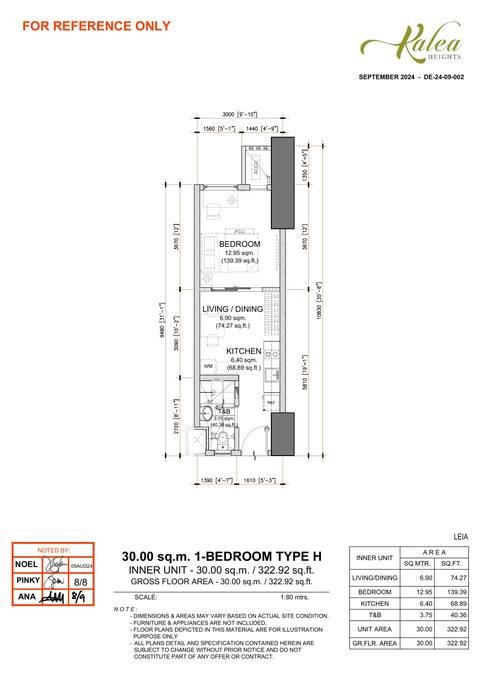 Layout for Type H — 30.00 sqm