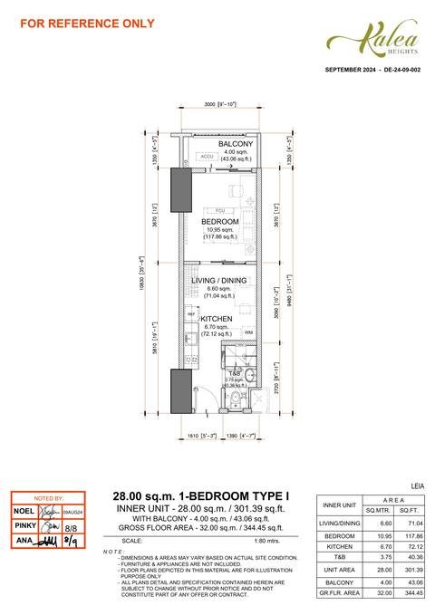 Layout for Type I — 28.00 sqm