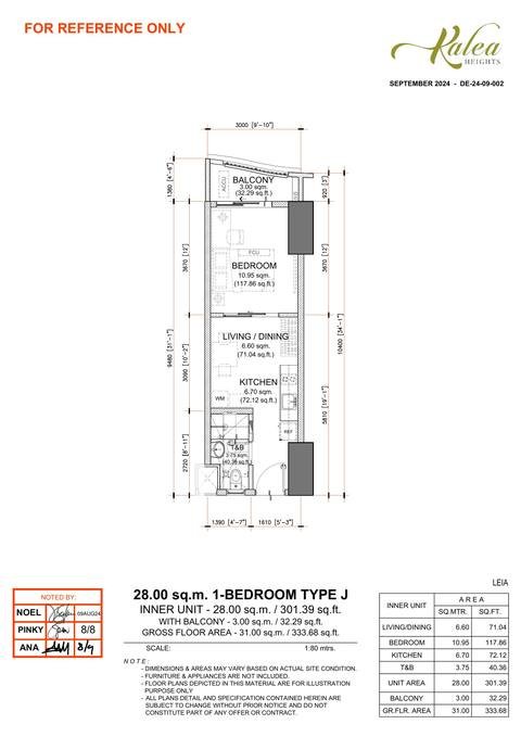 Layout for Type J — 28.00 sqm