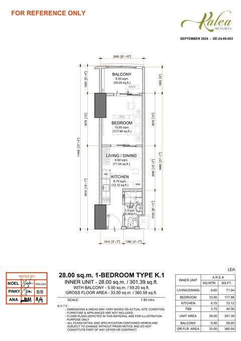 Layout for Type K.1 — 28.00 sqm