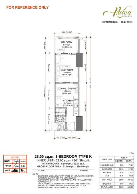 Layout for Type K — 28.00 sqm