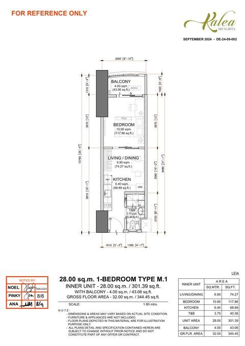 Layout for Type M.1 — 28.00 sqm