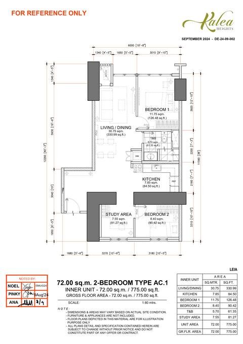 Layout for Type AC.1 — 72.00 sqm