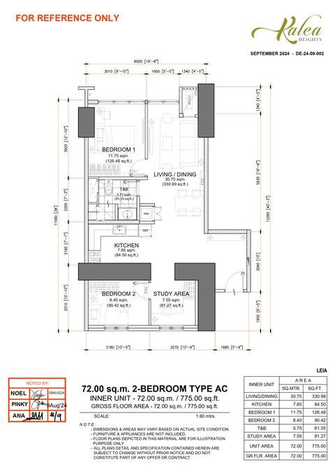 Layout for Type AC — 72.00 sqm