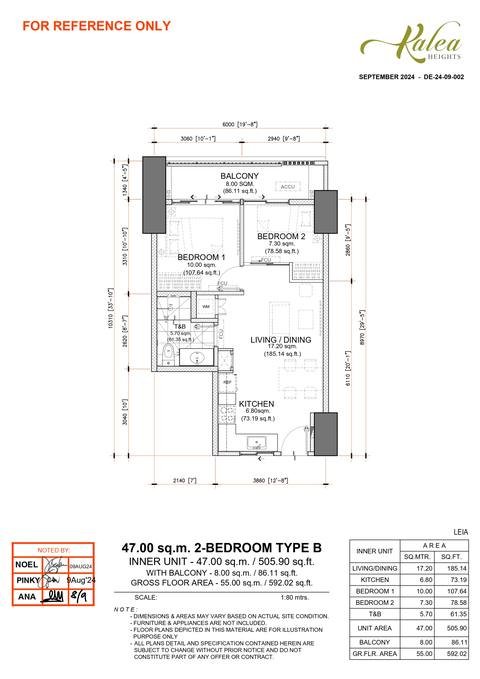 Layout for Type B — 47.00 sqm