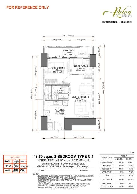 Layout for Type C.1 — 48.50 sqm