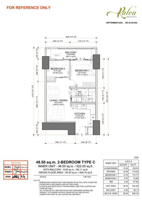 Layout for Type C — 48.50 sqm