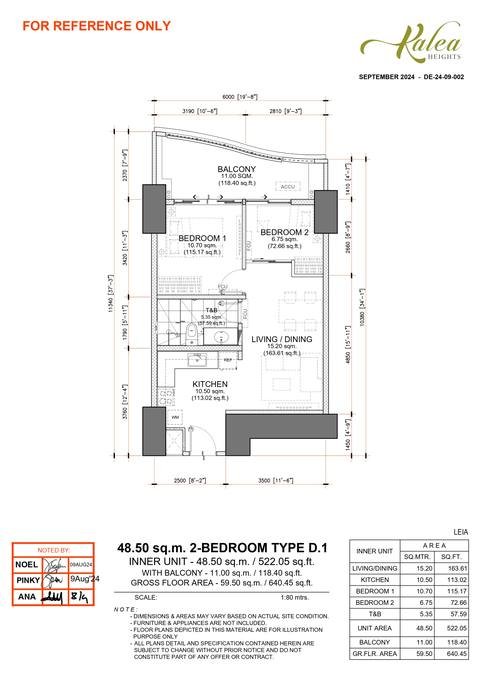 Layout for Type D.1 — 48.50 sqm