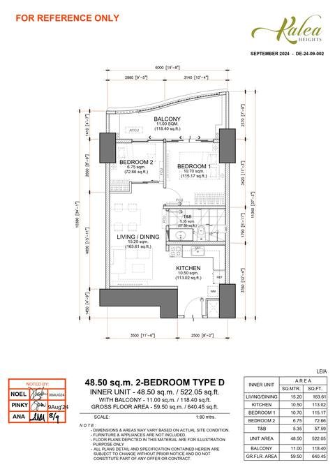 Layout for Type D — 48.50 sqm