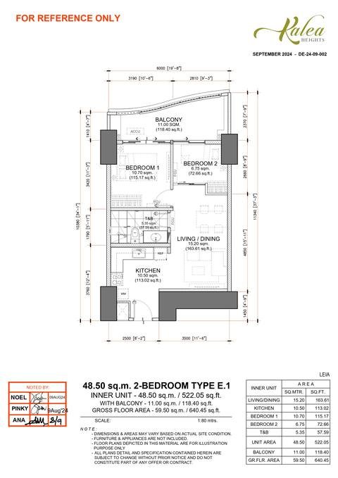 Layout for Type E.1 — 48.50 sqm