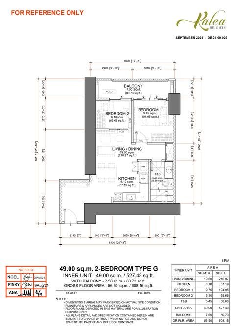 Layout for Type G — 49.00 sqm