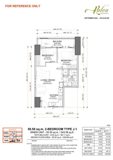 Layout for Type J.1 — 50.50 sqm