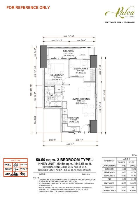Layout for Type J — 50.50 sqm