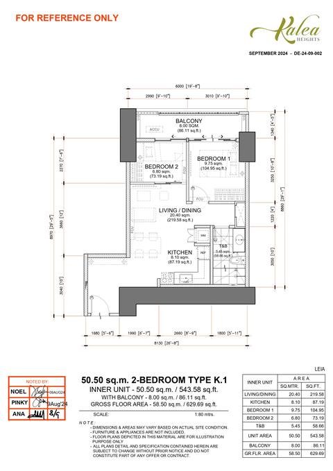 Layout for Type K.1 — 50.50 sqm
