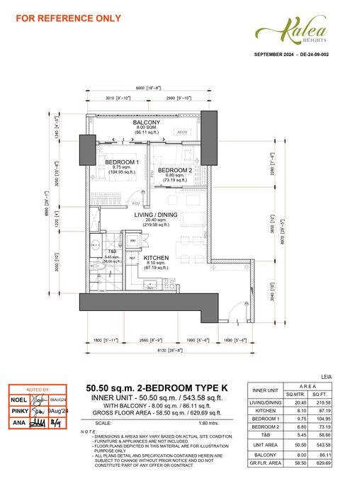 Layout for Type K — 50.50 sqm