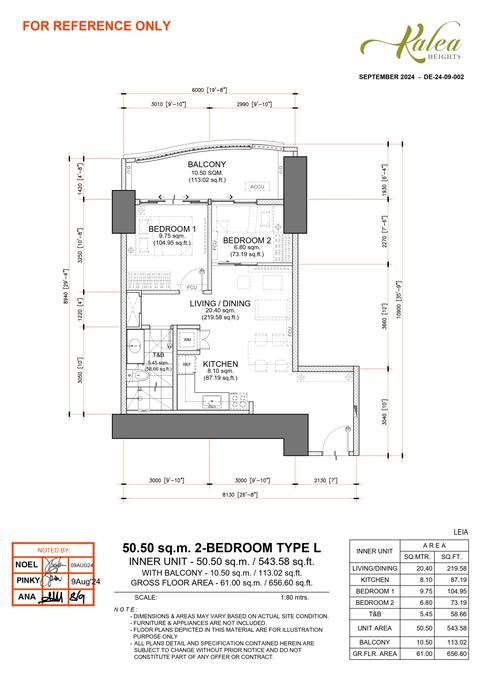Layout for Type L — 50.50 sqm