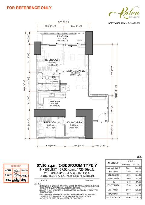 Layout for Type Y — 67.50 sqm