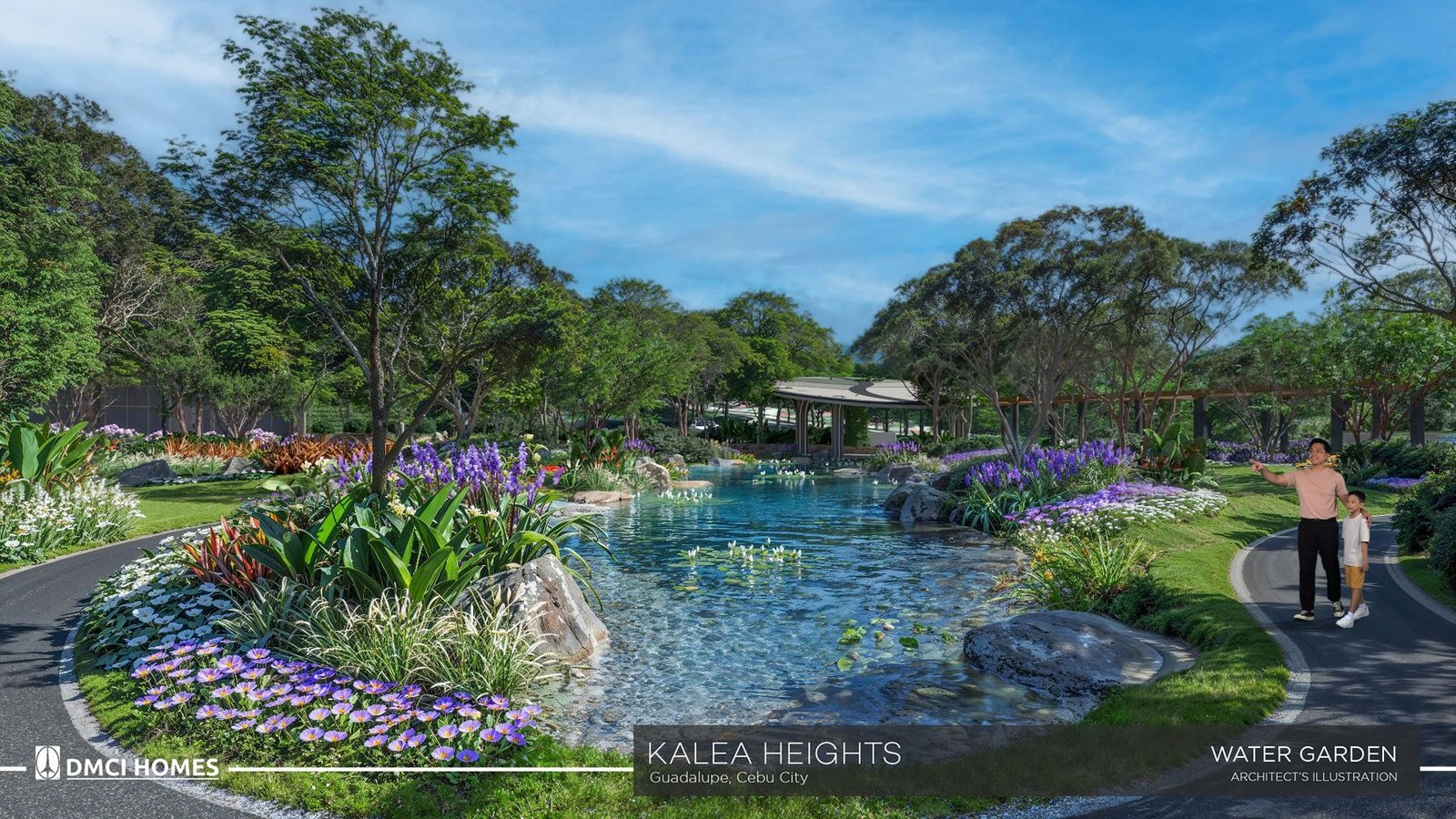 Water garden, evening at Kalea Heights